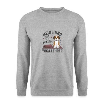 Mon chien est mon prof de yoga - Sweat-shirt Unisexe - gris chiné - Devant - Alina (178cm) & Michal (187cm)