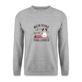 Mon chien est mon prof de yoga - Sweat-shirt Unisexe - gris chiné - Devant - Alina (178cm) & Michal (187cm)