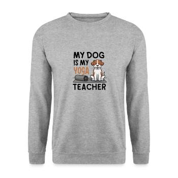 Mon chien est mon prof de yoga - Sweat-shirt Unisexe - gris chiné - Devant - Alina (178cm) & Michal (187cm)