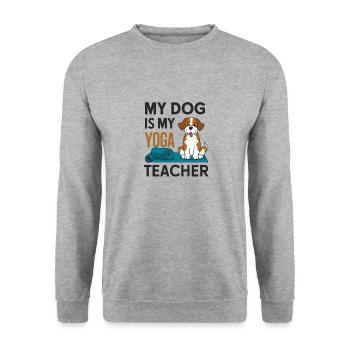Mon chien est mon prof de yoga - Sweat-shirt Unisexe - gris chiné - Devant - Alina (178cm) & Michal (187cm)