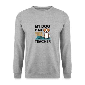 Mon chien est mon prof de yoga - Sweat-shirt Unisexe - gris chiné - Devant - Alina (178cm) & Michal (187cm)