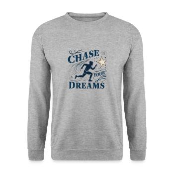 Verfolge deine Träume - Unisex Pullover - Weißgrau meliert - Vorne - Alina (178cm) & Michal (187cm)