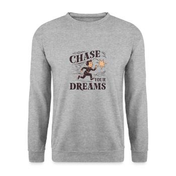 Verfolge deine Träume - Unisex Pullover - Weißgrau meliert - Vorne - Alina (178cm) & Michal (187cm)