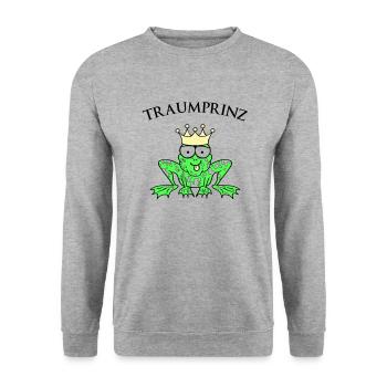 Prince Charming Frog King - Unisex Sweatshirt - salt & pepper - Front - Alina (178cm) & Michal (187cm)