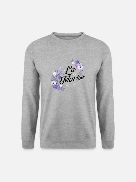Die lila Blumenbraut - Unisex Pullover - Weißgrau meliert