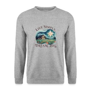 Vivre simplement, rêver grand - Sweat-shirt Unisexe - gris chiné - Devant - Alina (178cm) & Michal (187cm)