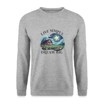 Vivre simplement, rêver grand - Sweat-shirt Unisexe - gris chiné - Devant - Alina (178cm) & Michal (187cm)