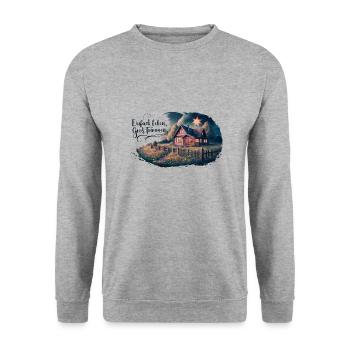 Vivre simplement, rêver grand - Sweat-shirt Unisexe - gris chiné - Devant - Alina (178cm) & Michal (187cm)