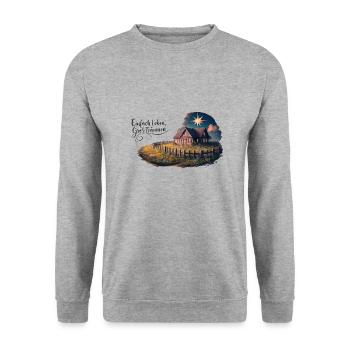 Vivre simplement, rêver grand - Sweat-shirt Unisexe - gris chiné - Devant - Alina (178cm) & Michal (187cm)