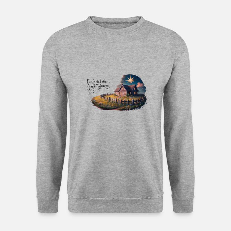 Einfach leben, groß Träumen - Unisex Pullover - Weißgrau meliert