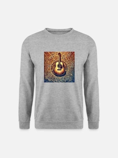 Gitarre mit Noten - Unisex Pullover - Weißgrau meliert