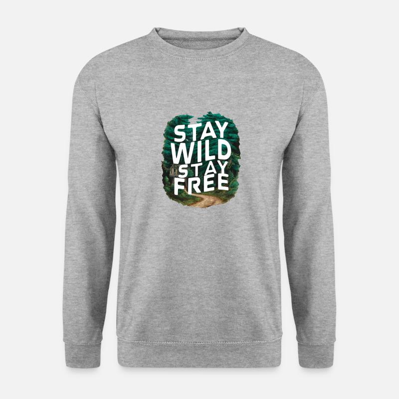 Bleib wild, bleib frei - Unisex Pullover - Weißgrau meliert