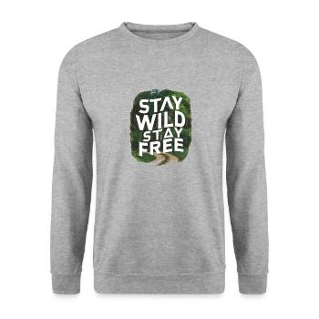 Bleib wild, bleib frei - Unisex Pullover - Weißgrau meliert - Vorne - Alina (178cm) & Michal (187cm)