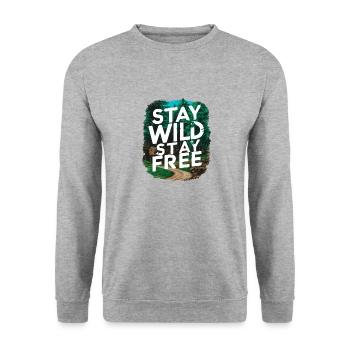 Bleib wild, bleib frei - Unisex Pullover - Weißgrau meliert - Vorne - Alina (178cm) & Michal (187cm)