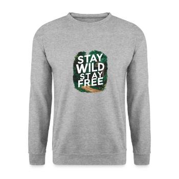 Bleib wild, bleib frei - Unisex Pullover - Weißgrau meliert - Vorne - Alina (178cm) & Michal (187cm)