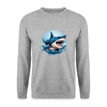 Sauvage en colère animal grand requin blanc motivation - Sweat-shirt Unisexe - gris chiné - Devant - Alina (178cm) & Michal (187cm)