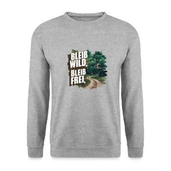 Bleib wild, bleib frei - Unisex Pullover - Weißgrau meliert - Vorne - Alina (178cm) & Michal (187cm)