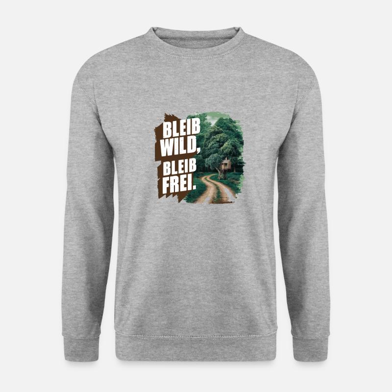 Bleib wild, bleib frei - Unisex Pullover - Weißgrau meliert