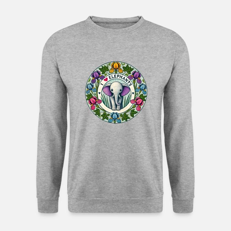 Ich liebe Elefanten - Unisex Pullover - Weißgrau meliert