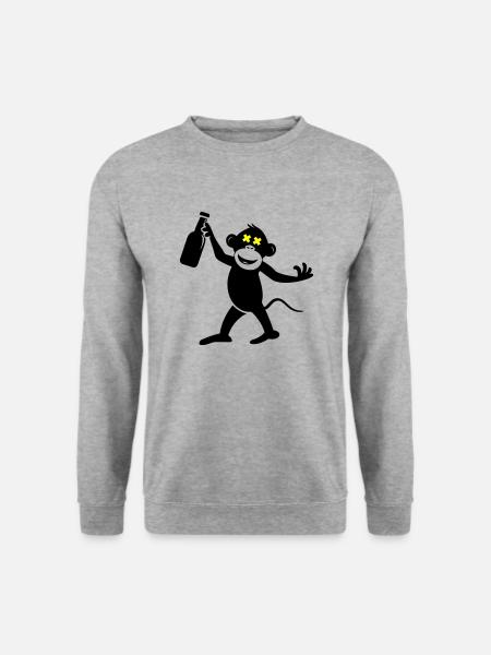 Affe Bier party - Unisex Pullover - Weißgrau meliert