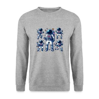 Space Travel - Astroanut Moon Planet - Unisex Sweatshirt - salt & pepper - Front - Alina (178cm) & Michal (187cm)