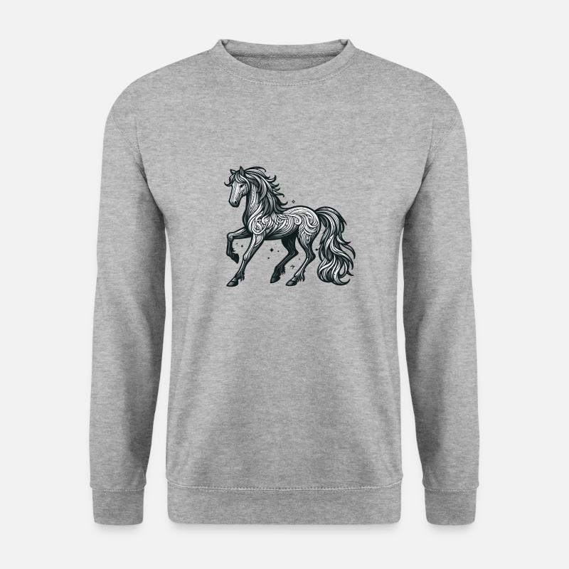 Reitpferd - Unisex Pullover - Weißgrau meliert