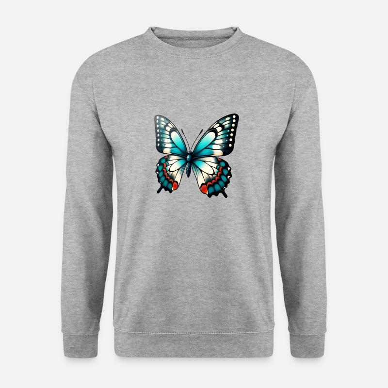 Kawaii Schmetterling - Unisex Pullover - Weißgrau meliert