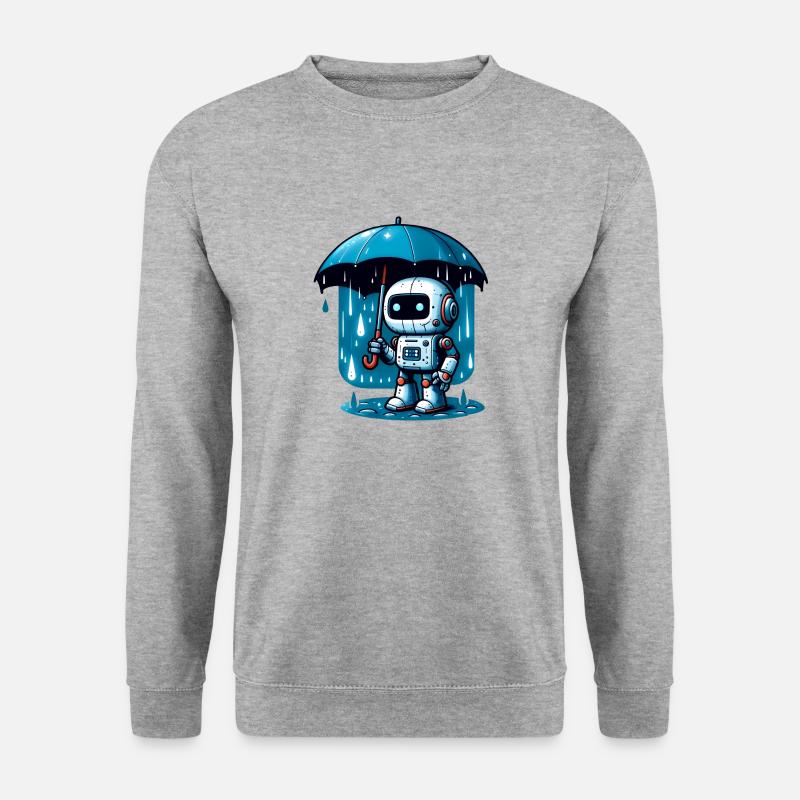 Regenschirm Bot - Unisex Pullover - Weißgrau meliert