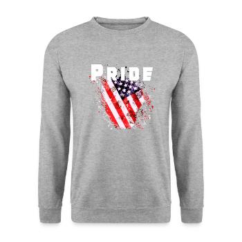 American Pride - Unisex Pullover - Weißgrau meliert - Vorne - Alina (178cm) & Michal (187cm)