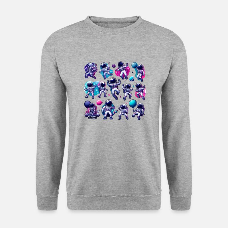Astronaut und Planet - Unisex Pullover - Weißgrau meliert