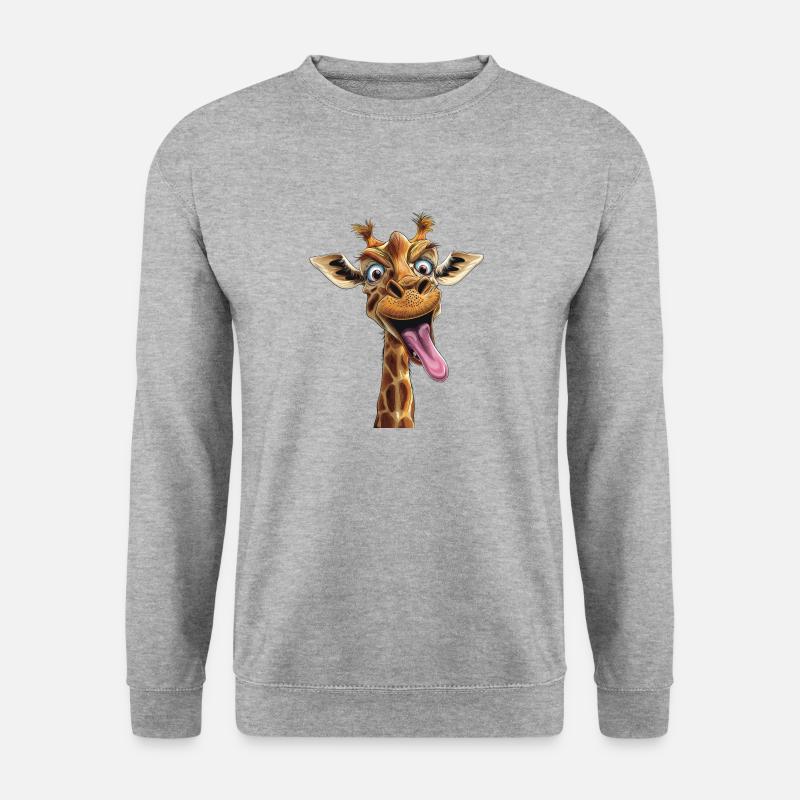 Lustige Giraffe - Unisex Pullover - Weißgrau meliert