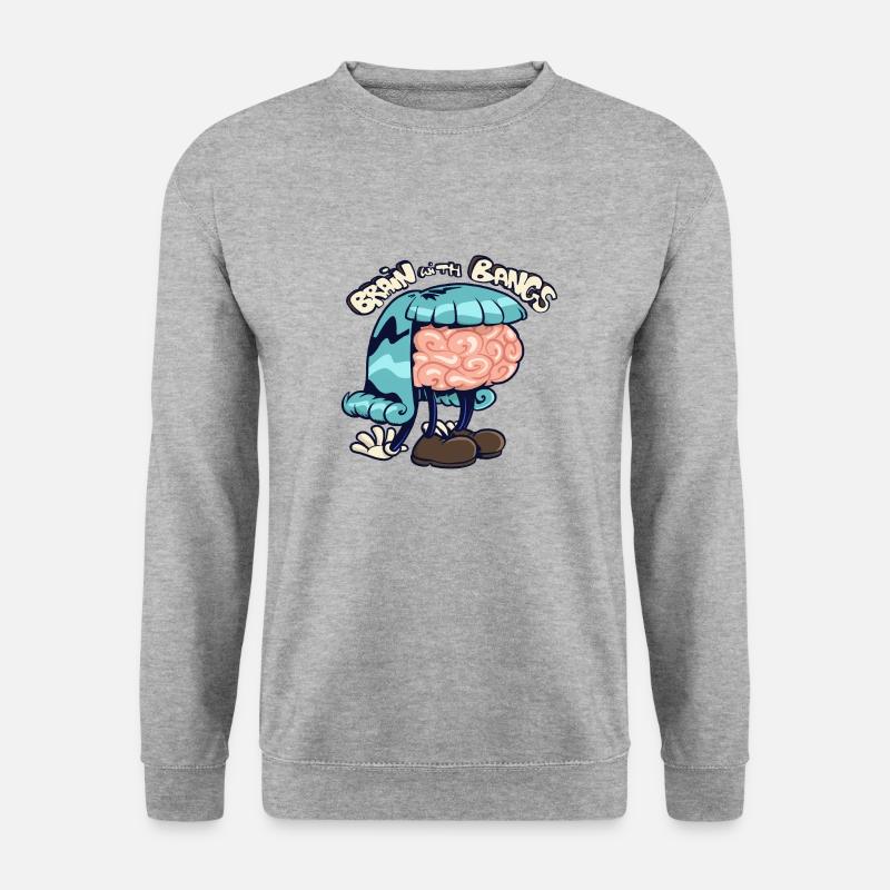 Gehirn mit Pony - Unisex Pullover - Weißgrau meliert