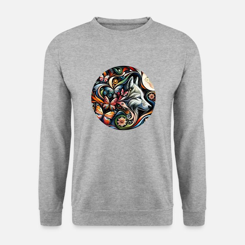 Wolf 1 - Unisex Pullover - Weißgrau meliert