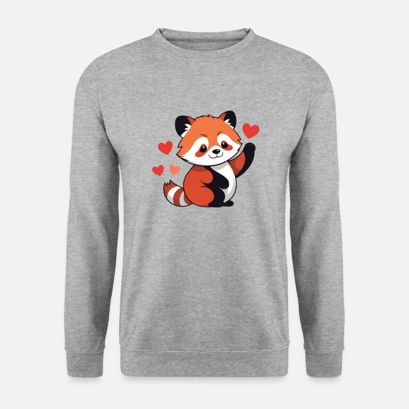Red Panda Love - Unisex Pullover - Weißgrau meliert