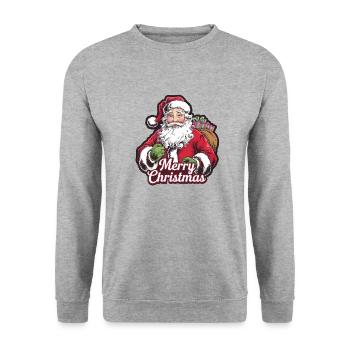 Weihnachtsmann – Frohe Weihnachten Illustration - Unisex Pullover - Weißgrau meliert - Vorne - Alina (178cm) & Michal (187cm)