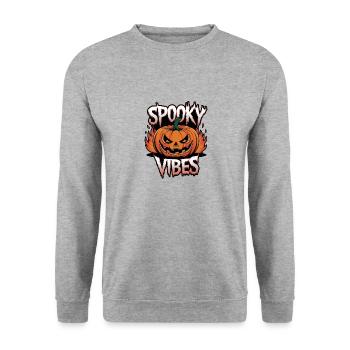 Spooky Jack-o'-lantern – Spooky Vibes - Sweat-shirt Unisexe - gris chiné - Devant - Alina (178cm) & Michal (187cm)