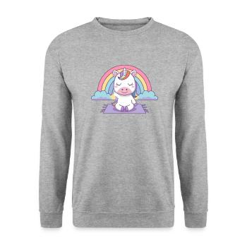 licorne de yoga - Sweat-shirt Unisexe - gris chiné - Devant - Alina (178cm) & Michal (187cm)