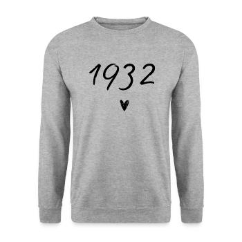 1932 Heart Birthday - Unisex Sweatshirt - salt & pepper - Front - Alina (178cm) & Michal (187cm)