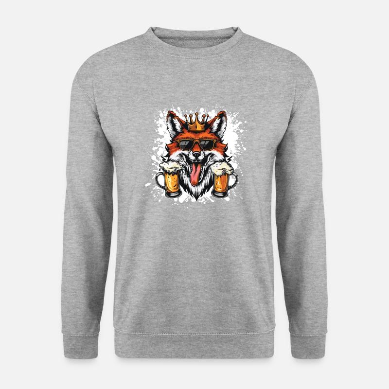 Fuchs Bier Party - Unisex Pullover - Weißgrau meliert
