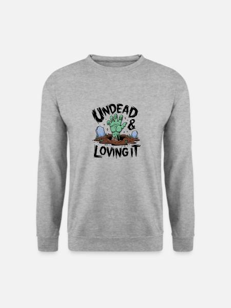 Zombie-Hand - Undead & Loving It - Unisex Pullover - Weißgrau meliert