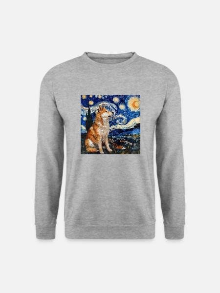 Akita Van Gogh - Unisex Pullover - Weißgrau meliert