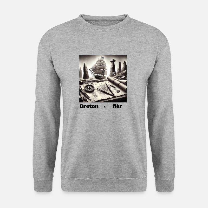 Stolzer Bretone - Unisex Pullover - Weißgrau meliert