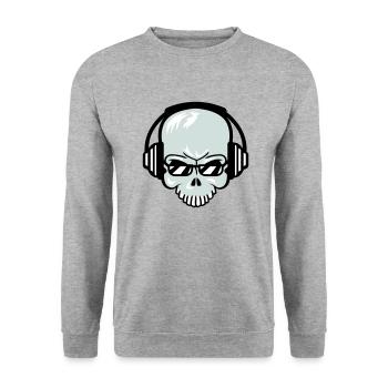 Schädel Skelett Totenkopf Horror Halloween Kopf - Unisex Pullover - Weißgrau meliert - Vorne - Alina (178cm) & Michal (187cm)