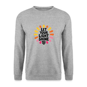 Let Your Light Shine – Glowing Light Bulb - Unisex Sweatshirt - salt & pepper - Front - Alina (178cm) & Michal (187cm)