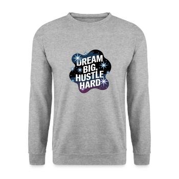 Dream Big, Hustle Hard – Night Sky - Unisex Sweatshirt - salt & pepper - Front - Alina (178cm) & Michal (187cm)