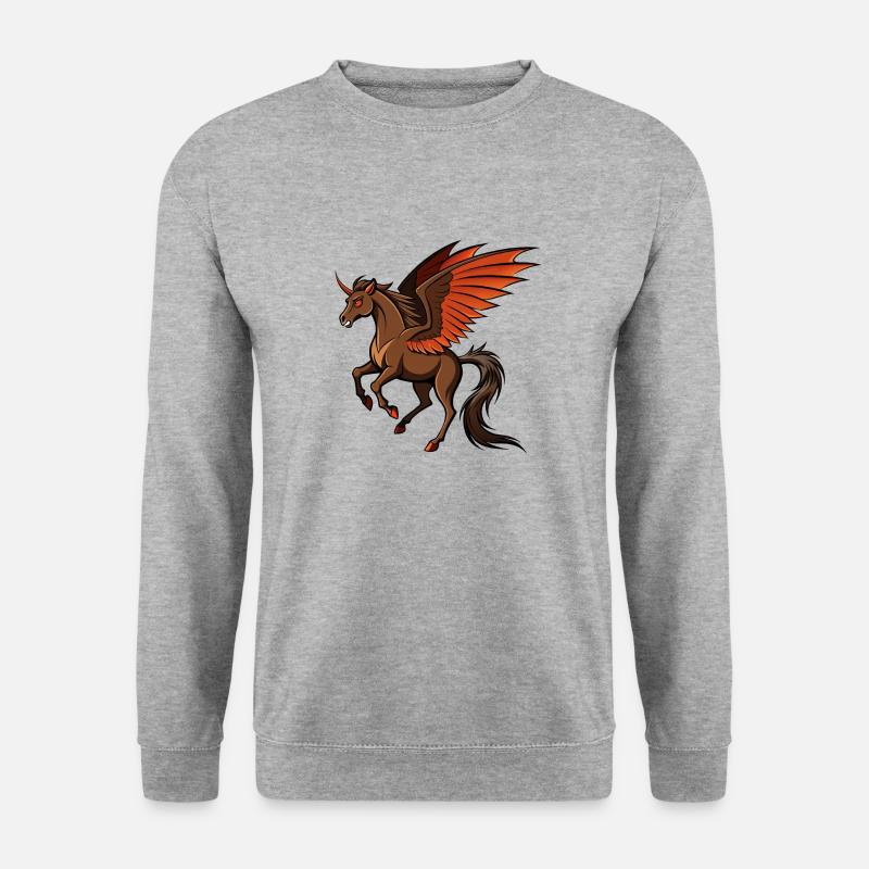 Kampfbereites Dämonenpferd - Unisex Pullover - Weißgrau meliert