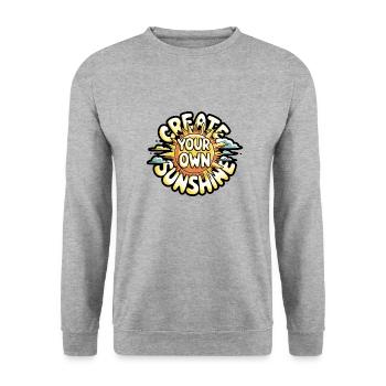 Create Your Own Sunshine – Strahlende Sonne - Unisex Pullover - Weißgrau meliert - Vorne - Alina (178cm) & Michal (187cm)