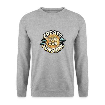 Create Your Own Sunshine – Strahlende Sonne - Unisex Pullover - Weißgrau meliert - Vorne - Alina (178cm) & Michal (187cm)
