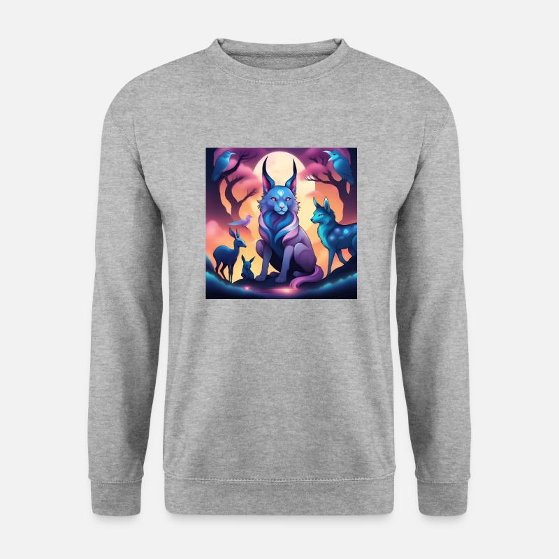 Fabelwesen Luchs - Unisex Pullover - Weißgrau meliert