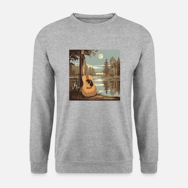 Nature Akustikgitarre Gitarrist - Unisex Pullover - Weißgrau meliert